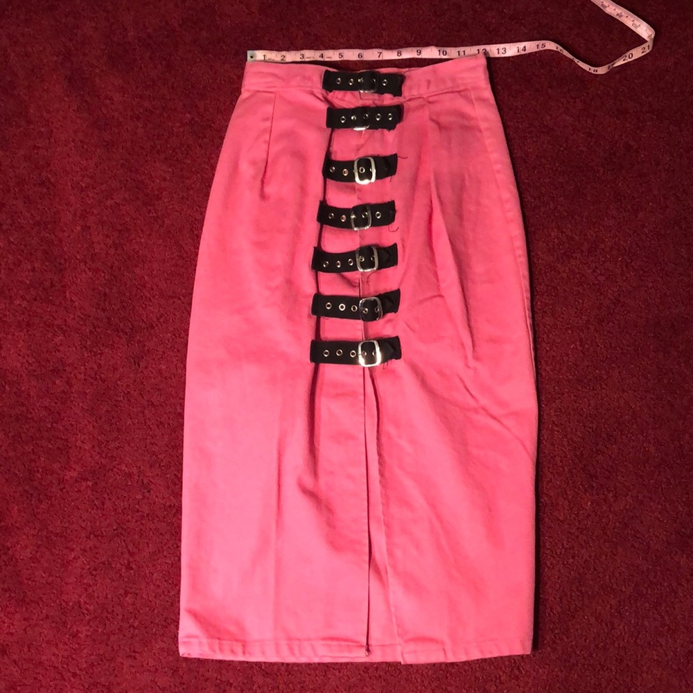 FINAL PRICE Vintage 80s Tripp Buckle Pink Skirt